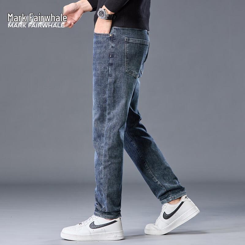 Mark Fairwhale Men's Washed Straight-Leg Micro-Elastic Jeans