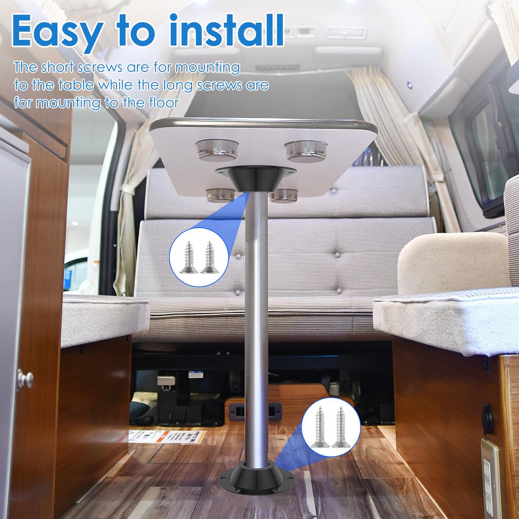 2Pcs RV Table Base Aluminium Alloy Anti-rust Yacht Table Pedestal Table Base Flange Standard Table Floor Mounting Bracket Bases