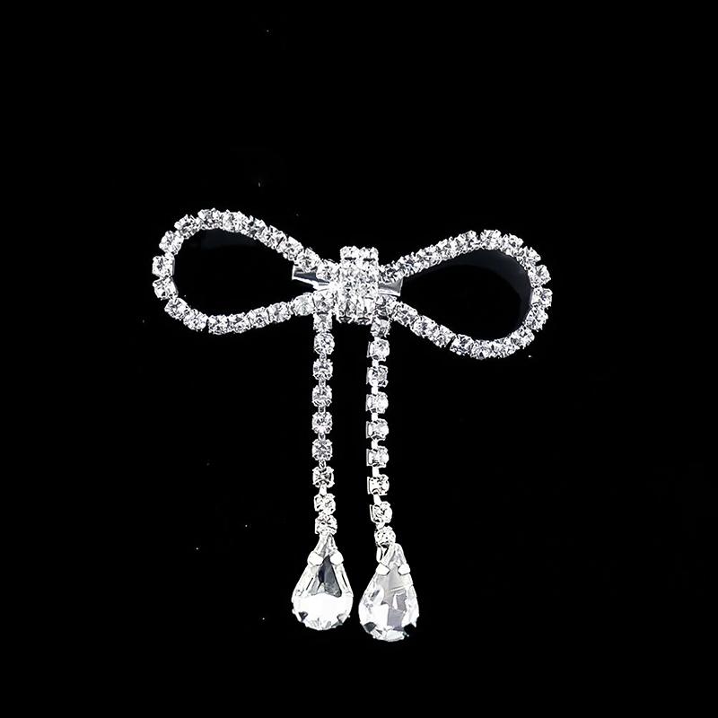 Crystal Bowknot Brooch Charming Women Lapel Pin Gorgeous Rhinestone Sweater Suit Accessory for Special Gatherings