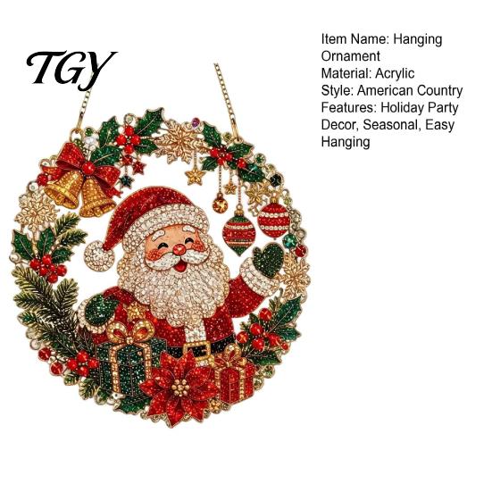 Hanging Ornaments for Bedroom Xmas Snowman Ornament, Round Acrylic Santa Reindeer Seasonal Party Decor Christmas Door Sign Festive Window Wall Tree