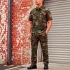 Men's Suit Classic Short Sleeve Shirt SS Summer Outfits Army Green Workwear Pants Set