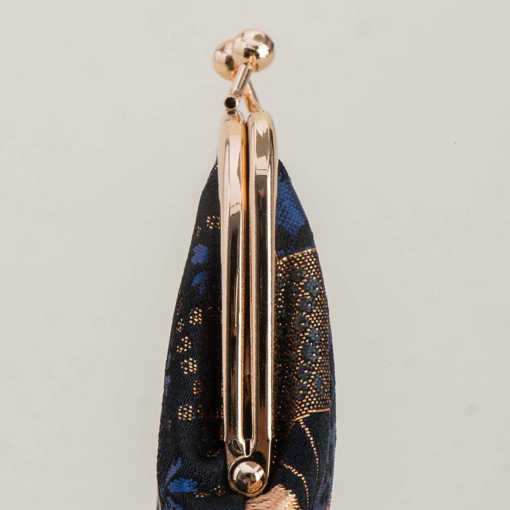 Kyoto Geibido Clasp Handcrafted by Japanese Made In Japan Cherry Nishijin-ori 3.3-inch Wallet, Artisans, Pattern, (Blue Blossoms)