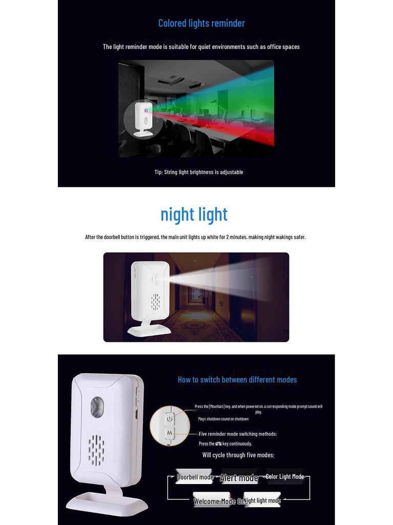 Wireless Outdoor Doorbell: Long-Range, Waterproof, Remote Control, Senior Call Button, Wall-Penetrating Signal