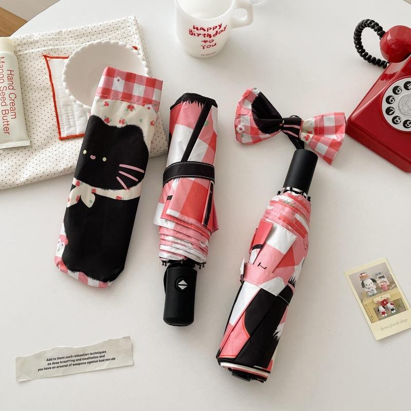 Cute cat umbrella ins fully automatic folding high-value sun umbrella sun umbrella dual-purpose sunscreen umbrella ultraviolet r