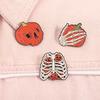 Halloween Pumpkin Skeleton Enamel Pins Spooky Season Skeleton Hand Brooches Lapel Badge Fashion Jewelry Gifts for Friends