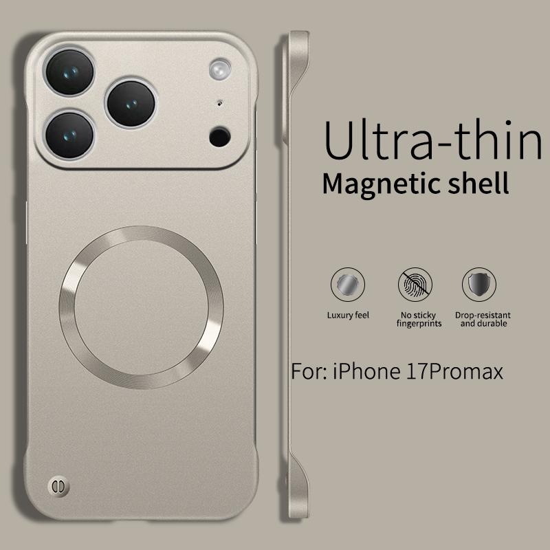 

UltraThin Metallic Paint For Magsafe Magnetic Case For iPhone 17 Air 16 15 14 13 12 Pro Max Plus Frameless Cooling PC Hard Cover iPhone Air