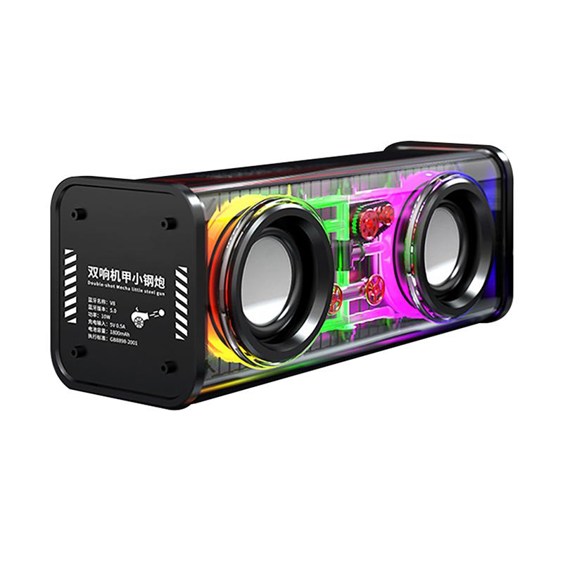 VAORLO 10W Transparentní Mecha bezdrátový Bluetooth reproduktor Zvuk Světlo Rytmus Subwoofer TWS Stereo Cyberpunk Music Center Volání handsfree