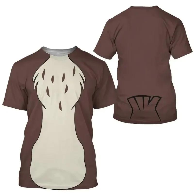 T-shirt da uomo stampata in 3D con stampa di animali, manica corta, girocollo, pullover, top casual