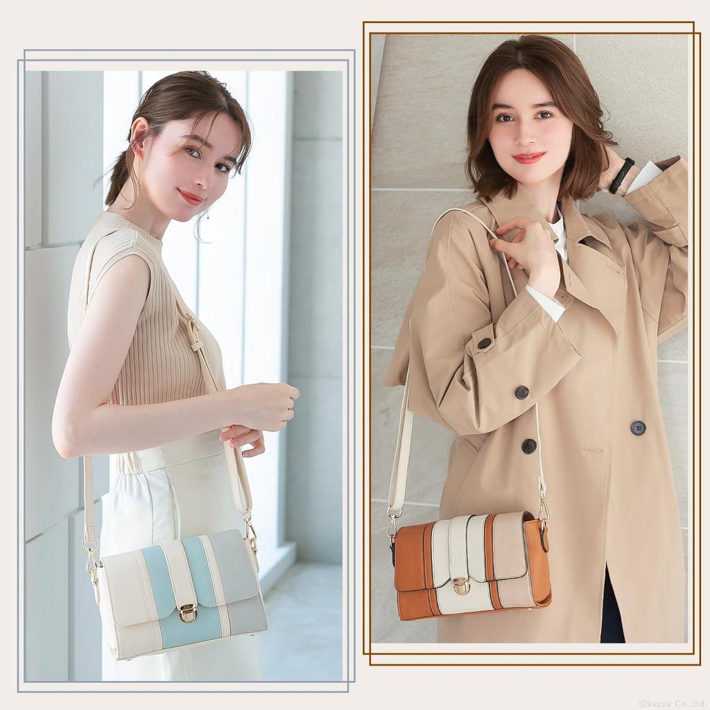 Clelia Damen Dreifarbige Crossbody Mini-Umhängetasche, Serie Allegro [CL-20038] (Rose Grau)