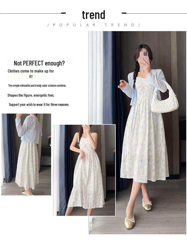 Floral Camisole Dress & Sun Protection Cardigan Set - 2026 Spring/Summer Gentle Sweet Style