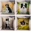 Cute Pet Animal Dog Print Pillowcase Scottish Border Collie Cushion Cover  Sofa Car Decoration