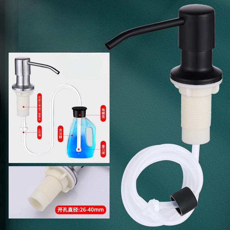 Soap Dispenser for Kitchen Sink Stainless Steel Refill From The Top Built in Design for Counter with Liquid Large Bottle