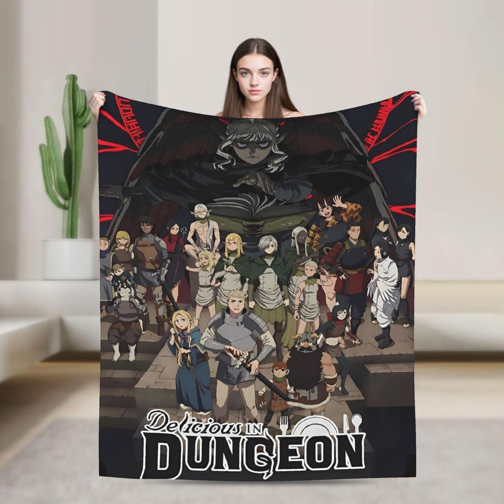 Dungeon Meshi Blanket Delicious in Dungeon Camping Flannel Bedding Throws For Outdoor Soft Warm Quality Bedspread Gift