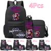 4Pcs/set Anime Cartoon K-Pop Printed Backpack with 750Ml Water Bottler for Teenager Student Girl Boy Bookbag Kid Gift Large Capacity Travel Bag