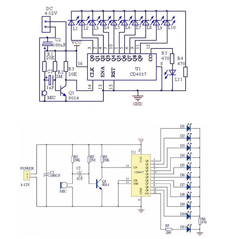 LED světlo na vodu aktivované hlasem Sada CD4017 Modul pro ovládání lucerny DIY Elektronická sada Modul pro výuku fyziky