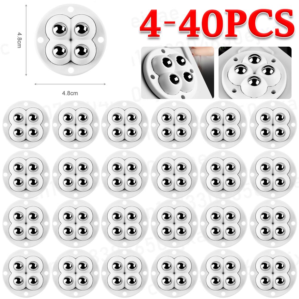 4-40pcs For Furniture Stainless Steel 360 Degree Roller Self Adhesive Furniture Caster Home Strong Load-bearing Universal Wheel