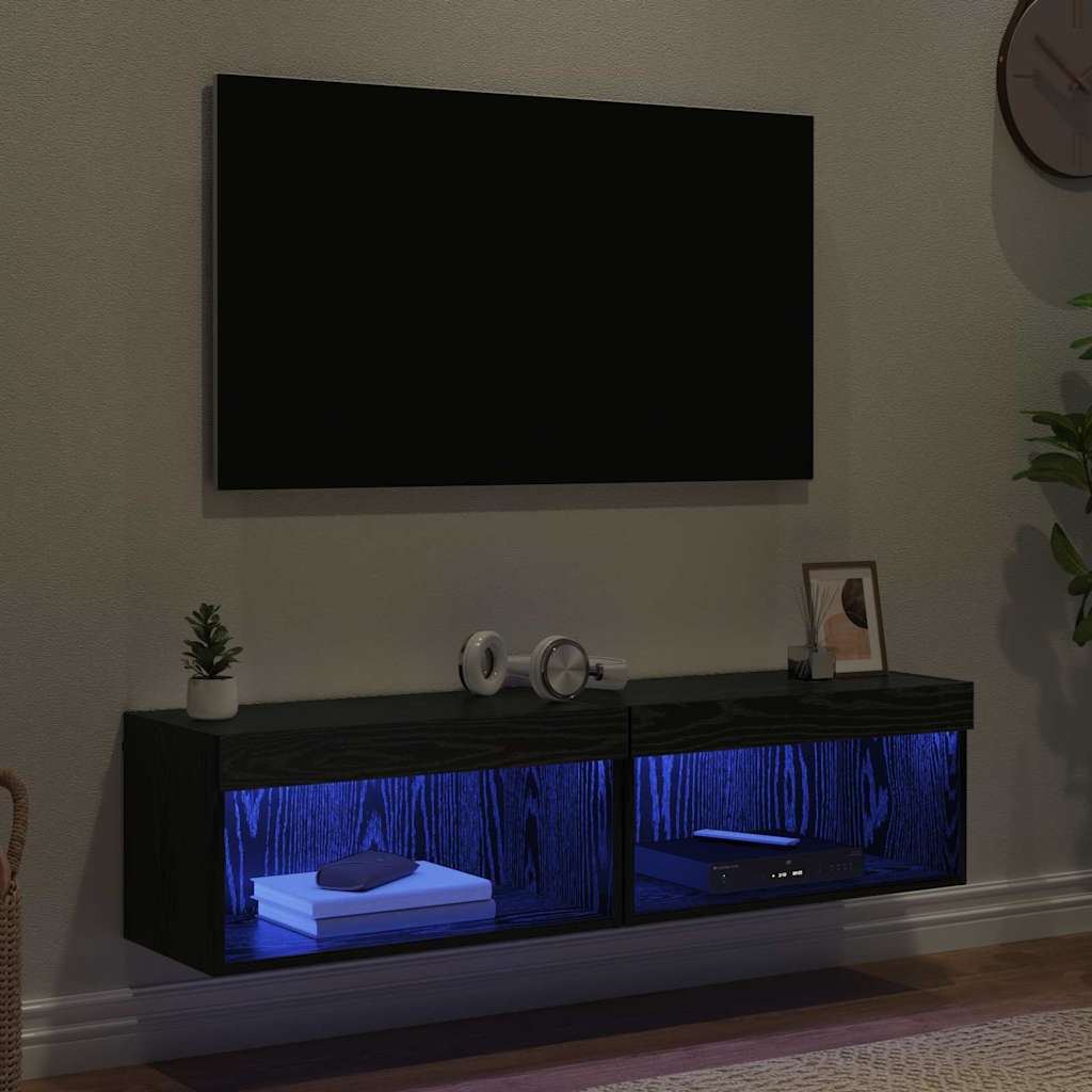 2 Piece TV Cabinet Set Black Oak Effect 60 x 30 x 30 cm