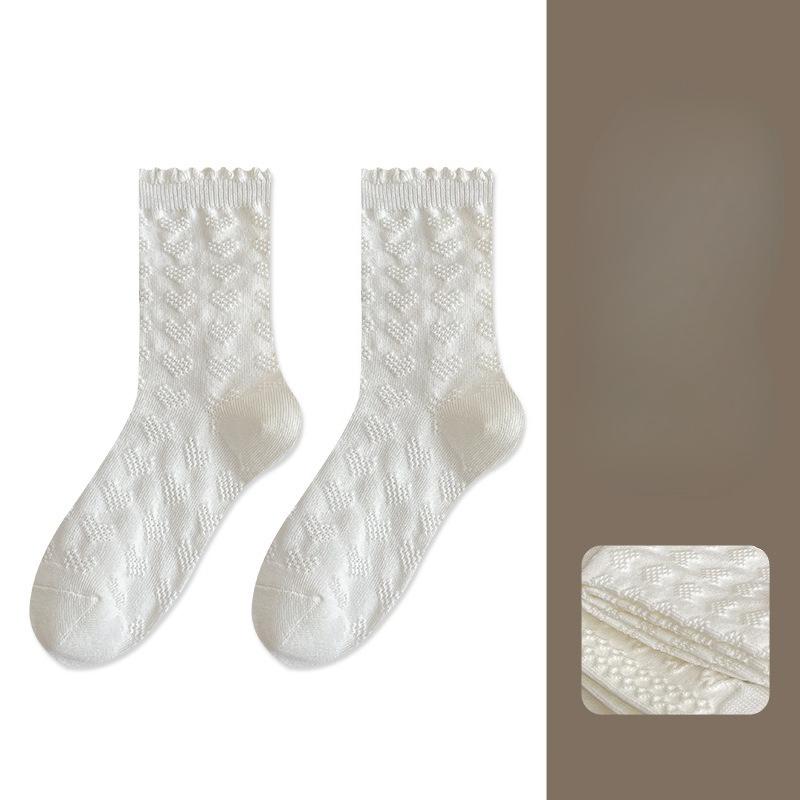 White Socks for Women In Early Autumn, Pure Cotton Mid-calf Socks, Lolita, Cute Pile Socks, Antibacterial and Deodorizing White Socks