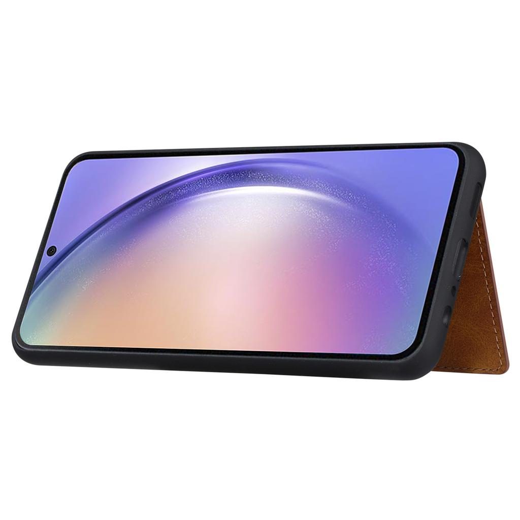 For Samsung Galaxy A55 5G Phone Case Card Holder PU Leather+TPU Kicsktand Cover