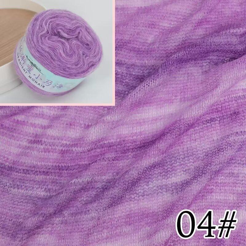 Warm Color Gradient Mohair Soft and Skin Friendly Mohair Fine Thread Hand Woven Crochet Baby Sweater Scarf Glove Material