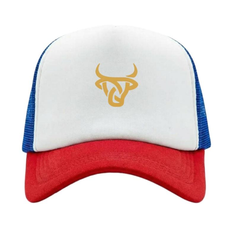 Gold Bull Head Printed Adjustable Baseball Cap Classic Snapback Dad Hat Breathable Mesh Hat Golf Fishing Outdoor Sun Cap
