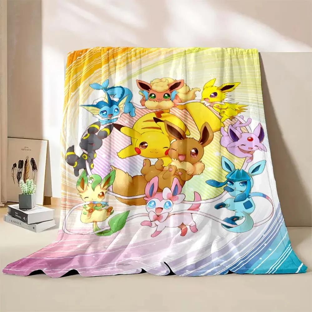 Low Stock! Pokemon Eeveelution Queen Blanket - Soft Cozy Blanket for Couch, Sofa, or Bed, Office Travel Camping Holiday Gifts