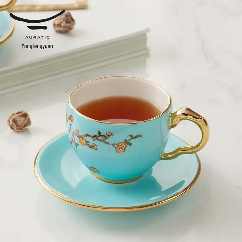 Auratic Lady Porcelain West Lake Blue Cup and Saucer Set