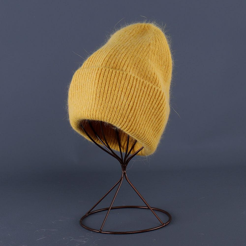Rabbit Fur Beanies Soft Warm Fluffy Winter Hat for Women Angora Knitted Hat Beanies Female Bonnet warm Woman Knit Cap