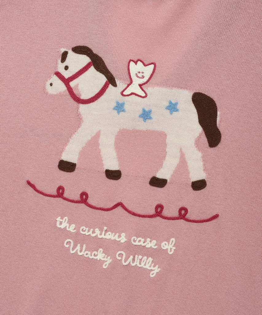 WACKY WILLY Women'S Kiki Embroidered V-Neck Pullover Knit Pink