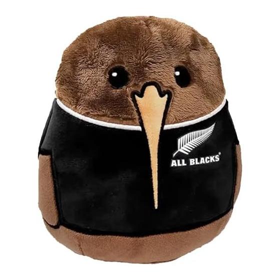 All Blacks Official Mascot Plush Toy Cushion - Kiwi Bird (NZ National Bird Motif) - Stuffed Animal with AB Uniform and Silver Fern Embroidery -