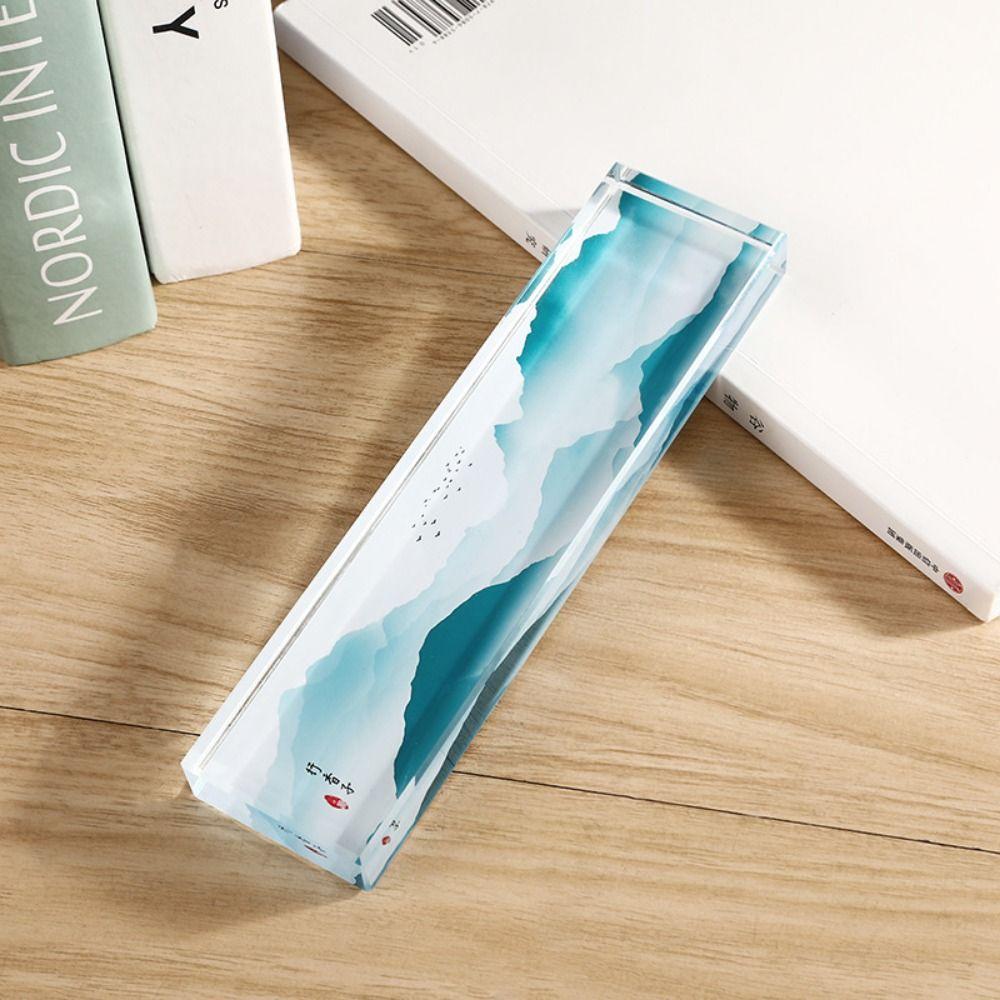 Pressing Paper Flat Clear Crystal Paperweight Rectangle Crystal Weight Ruler  Calligraphy Supply