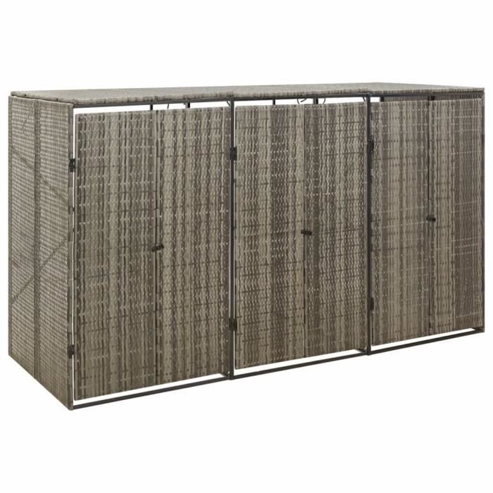 VidaXL Triple Bin Shelter Grey 207x80x117 Cm Woven Resin 319866