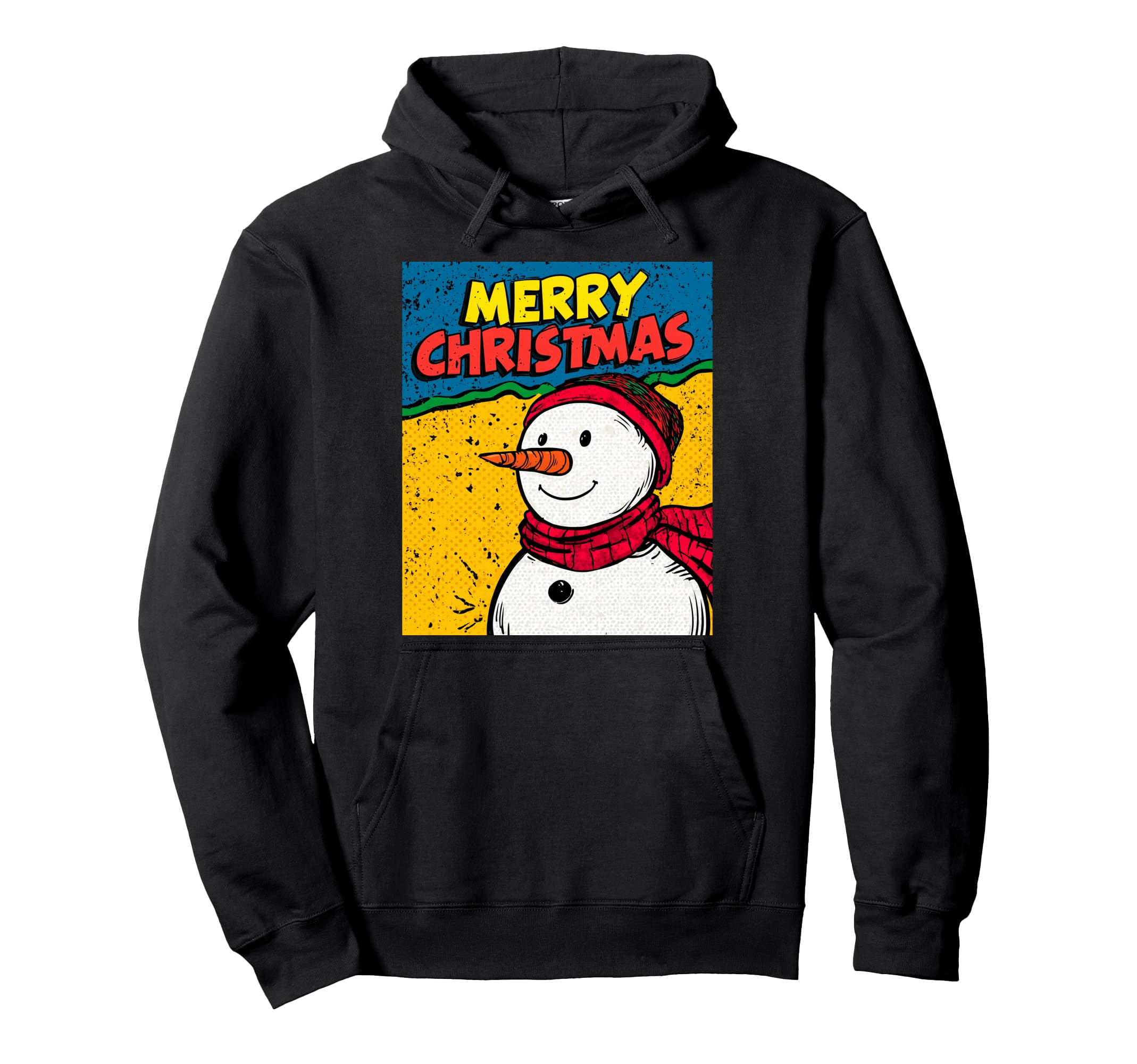 

Snowman Pop Art Merry Christmas Christmas Motif Hoodie чорний