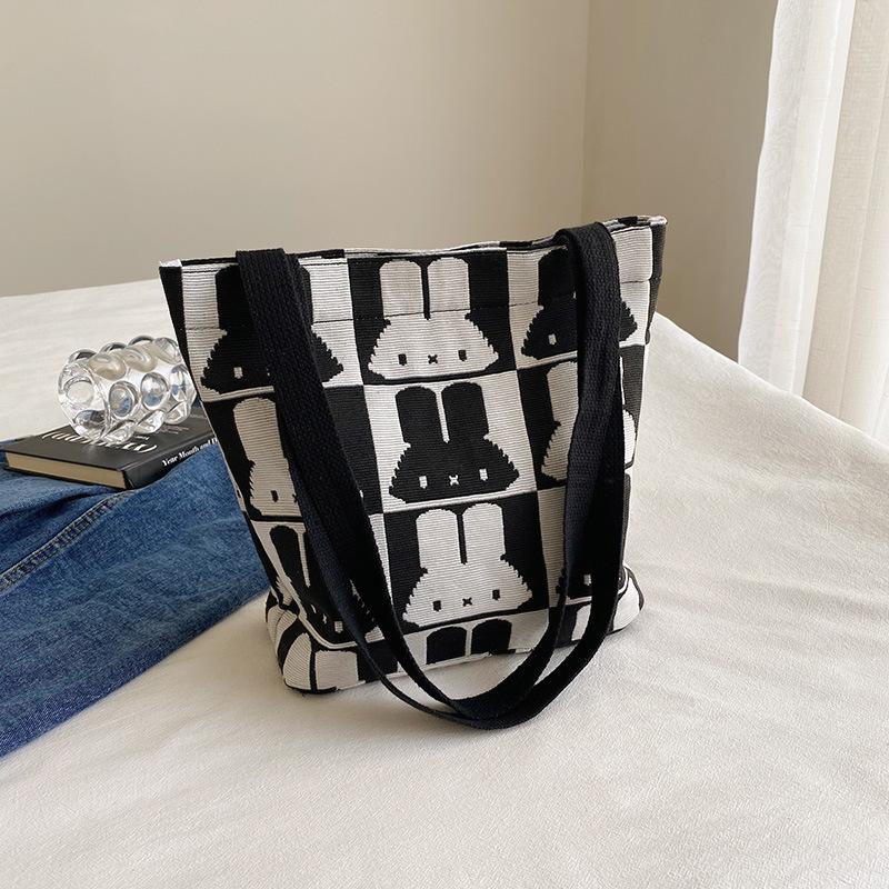 Canvas Bag Female Year of the Rabbit Rabbit Lightweight and Cute Large-capacity Shoulder Bag 2025 Spring and Summer Leisure Shopping Cloth Bag