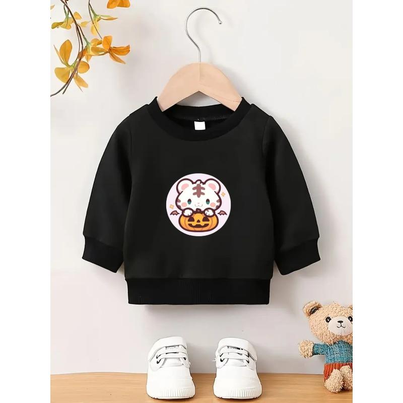 European Sizes A Cute And Easy Halloween Print Design, a Lightweight Round-Neck Sweatshirt for Baby Kids, Durable And Wrinkle-Resistant