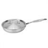 Non-Stick 24cm Stainless Steel Frying Pan, Compatible with Induction & Dishwasher, Includes Pot Lid