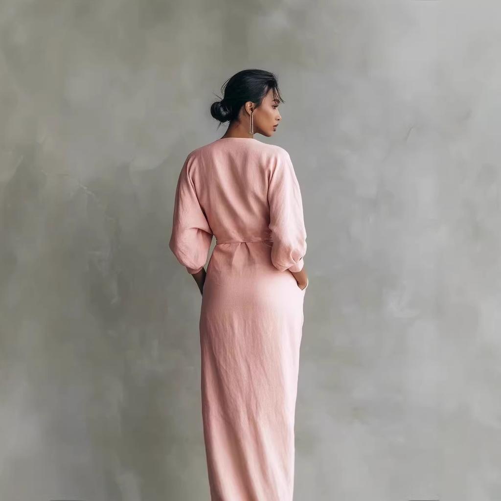 European And American Style New Women'S Clothing V-Neck Waist Dress, Spring And Summer Vacation Dress