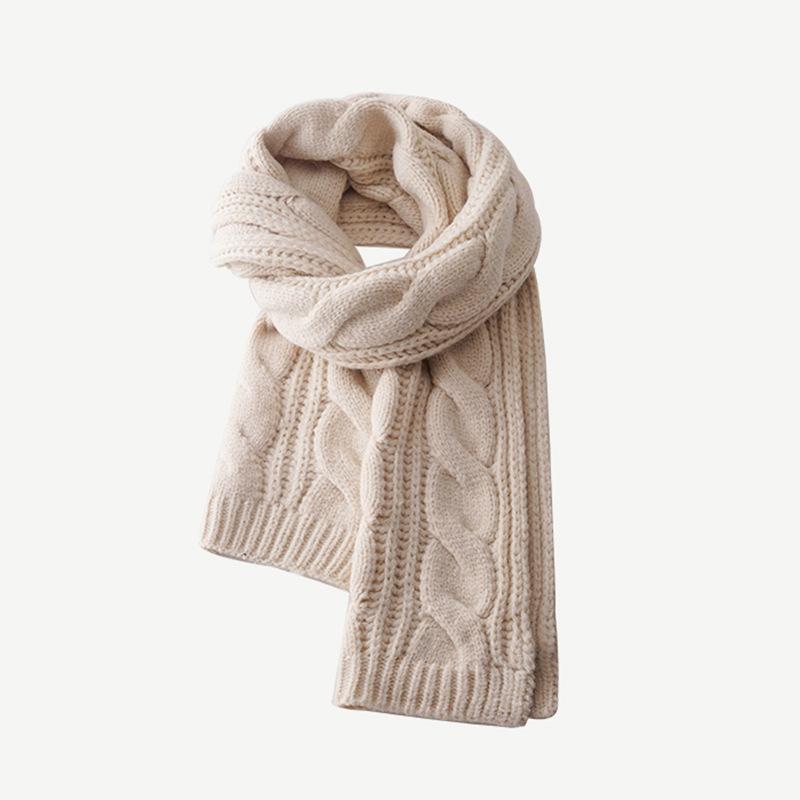 Solid color scarf women's winter new trend versatile shawl knitted thickened warm cute scarf