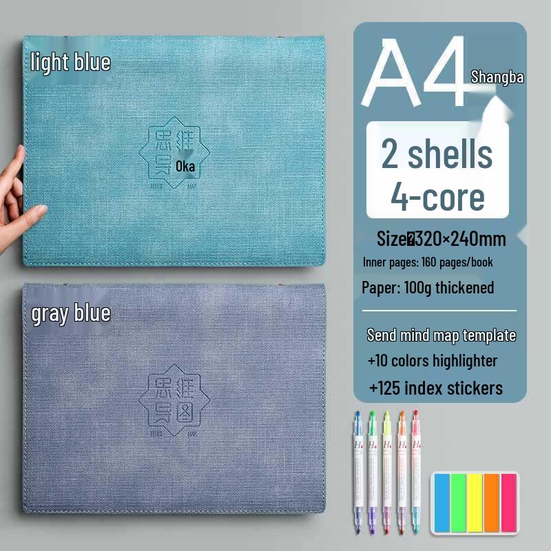 Large A4 Grid Softcover Mind Map Notebook for Exams