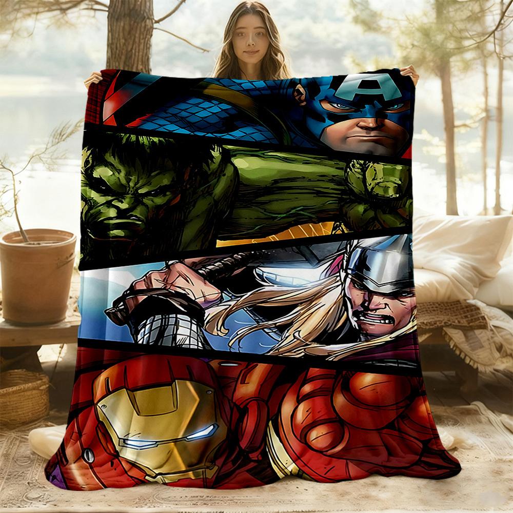 1pc Heroes Marvel All-Season Comfort, Outdoor Flannel Blanket - Soft, Warm & Cozy for Naps, Camping & Travel 075