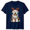 Festive Dog Christmas Lights Holidays Unisexs T Shirt Unisexs Tee Graphic Unisex Top