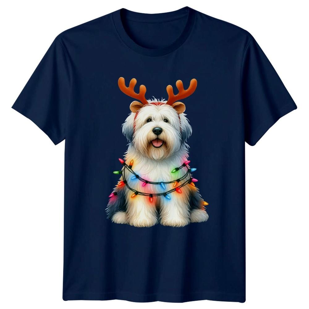 Festive Dog Christmas Lights Holidays Unisexs T Shirt Unisexs Tee Graphic Unisex Top