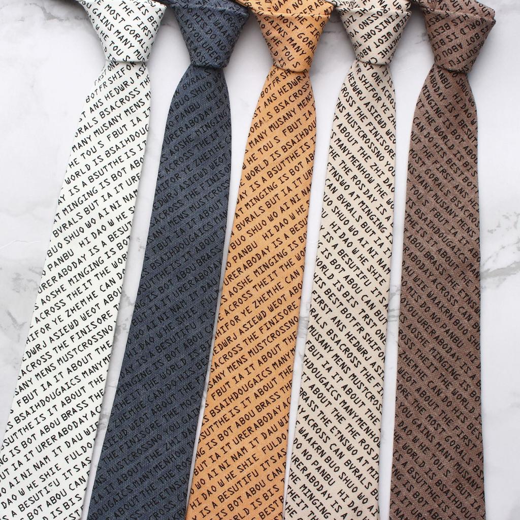Men'S And Women'S Cotton Letter Arrow Casual Tie, Wind Casual Versatile Shirt Tie