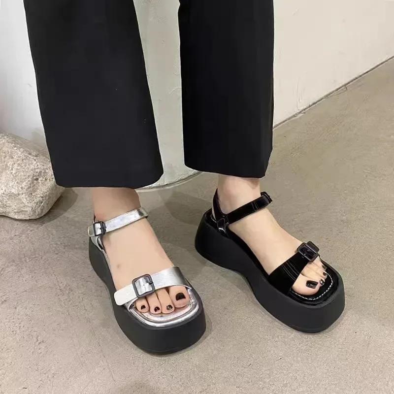Summer Gladiator Women Sandals  Fashion Elegant Narrow Band Platform Flats Shoes Ladies Casual Outdoor Beach Sandalias 35-40