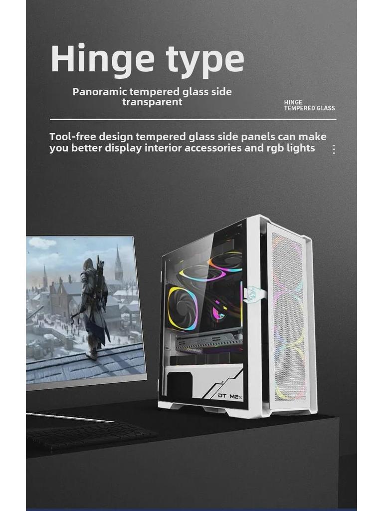 Wanjia Juechen Gundam-Themed Desktop Computer Case with Tempered Glass and Water Cooling Support