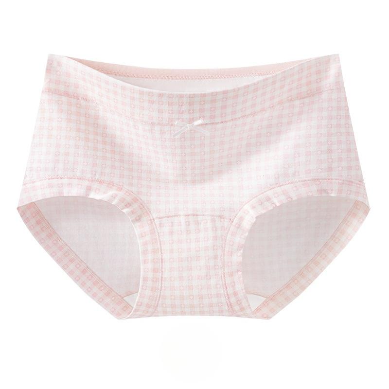 Women's Spring and Autumn Floral Pure Cotton 10A Antibacterial Extended Crotch Skin Friendly Hip Mid Waist Flat Angle Briefs
