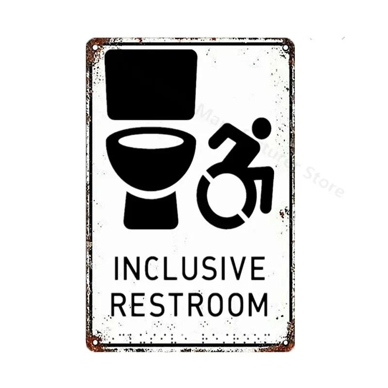 Toilet Sign Vintage Funny Metal Tin Signs Retro WC Lavatory Toilettes Wall Poster Art Bar Club Bathroom Toilet Wall Decor