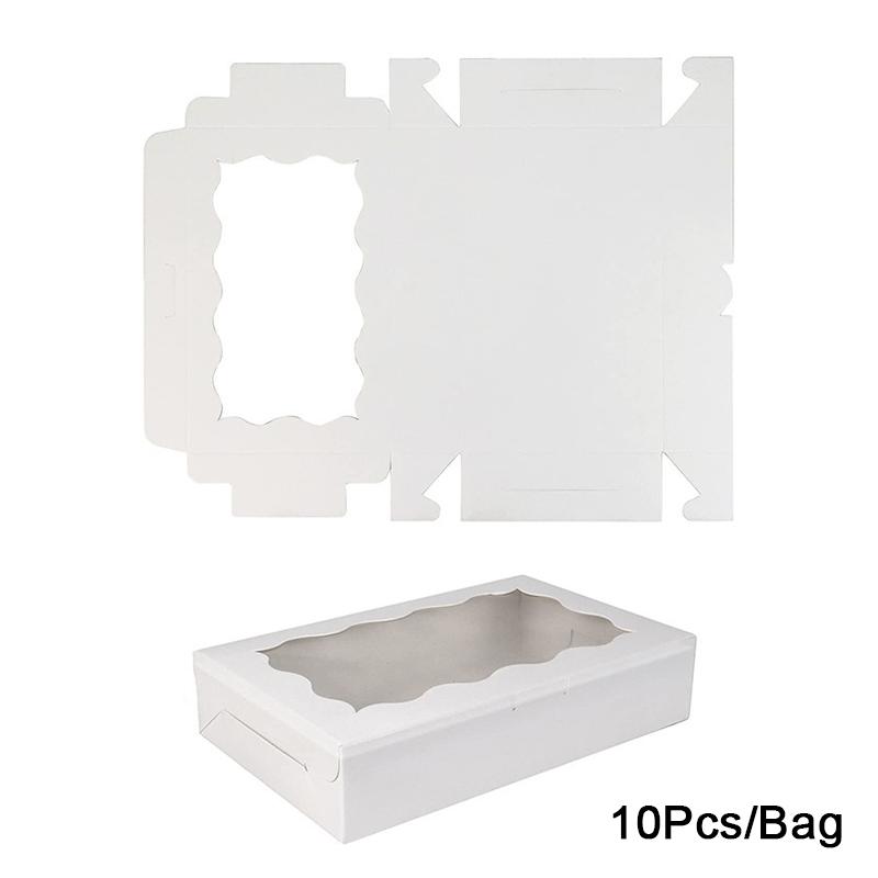 10PC Kraft Paper Dessert Cookie Boxes Holiday Celebrations Pastry Box Elegant Packaging Box Disposable белый