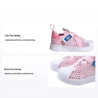 Originale Bequeme Einfache Schweißabsorbierende Atmungsaktive Strapazierfähige Low-Top Walking Schuhe Babyschuhe Rosa Weiß IE8198