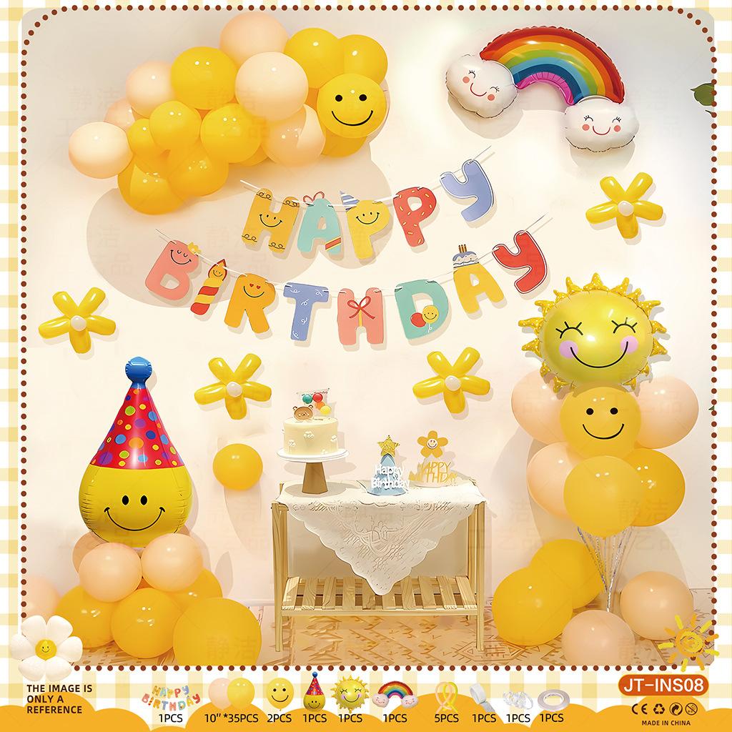 Ins Happy Birthday Party Backdrop Kit - Photography Background & Complete Decorations for Girls & Boys Birthday Celebrations